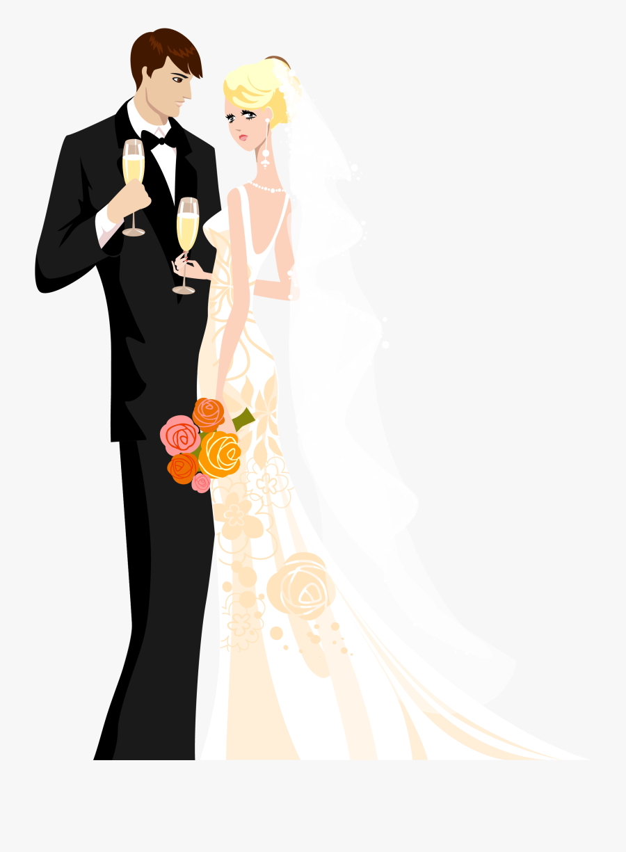 Png Library Library Vintage Bride And Groom Clipart - Wedding Bride And Groom Cartoon, Transparent Clipart