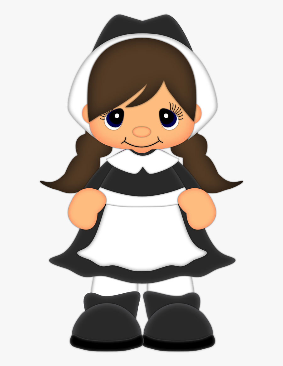 In Svg - Mtc - Png Format - Animated Pilgrim Girls - Cartoon, Transparent Clipart