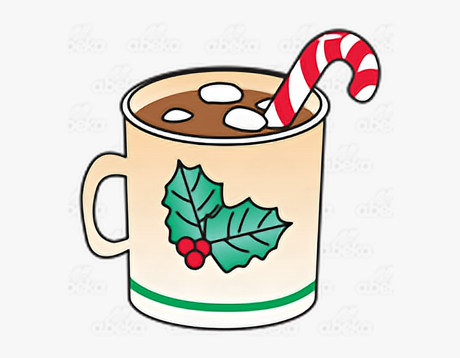 Hot Cocoa Clipart Marshmallow - Hot Chocolate With Marshmallows And Candy Cane, Transparent Clipart