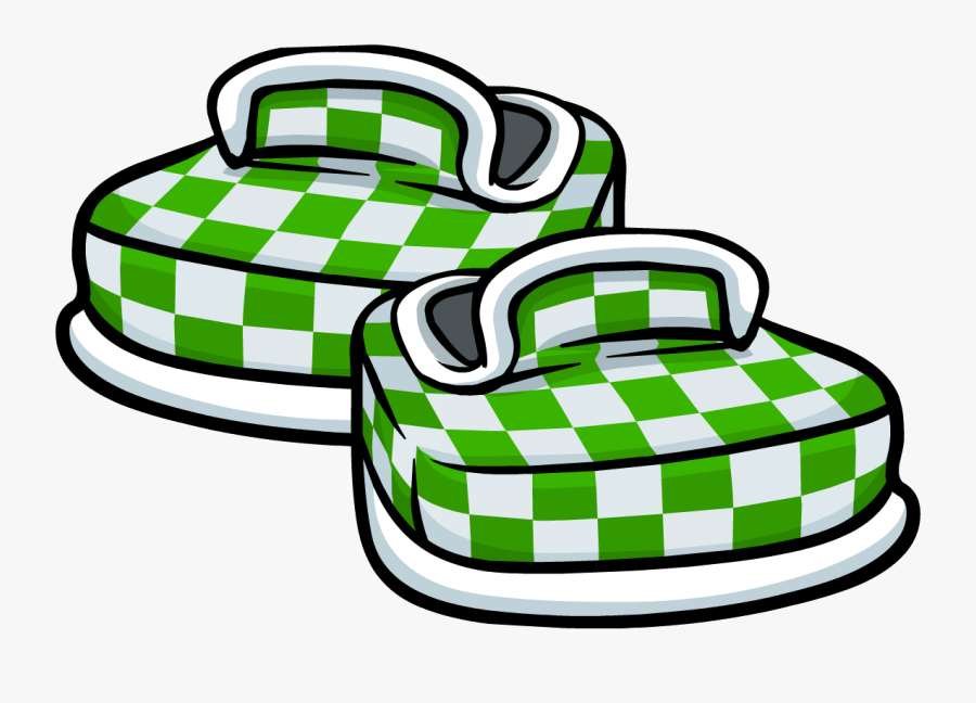 Vans Clipart Checkered - Club Penguin Green Shoes, Transparent Clipart