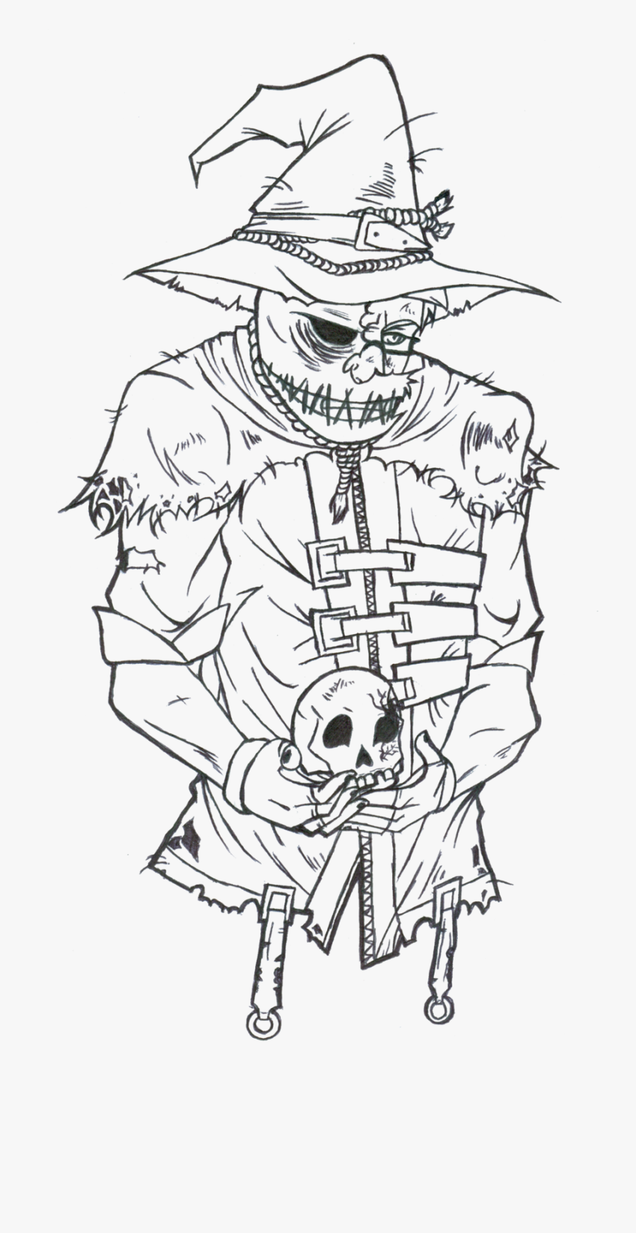 Drawing Dark Batman - Spooky Scarecrow Coloring Page , Free Transparent
