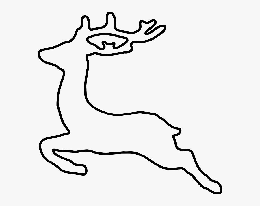 Deer, Jumping, Animal, Running, Running Away - Reindeer Clipart Black And White Png, Transparent Clipart