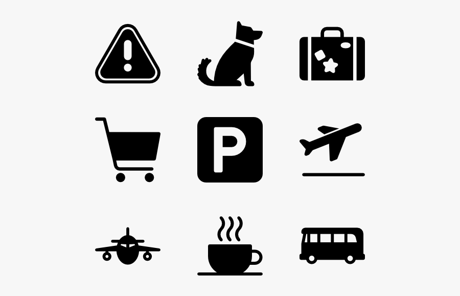 Airport Vector Clipart Black White - Airport Terminal Icon, Transparent Clipart