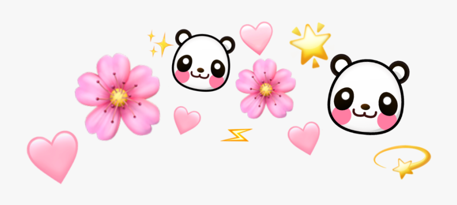 #heart #hearts #kawaii #panda #stars #star #flower - Emoji Flower Crown Png, Transparent Clipart