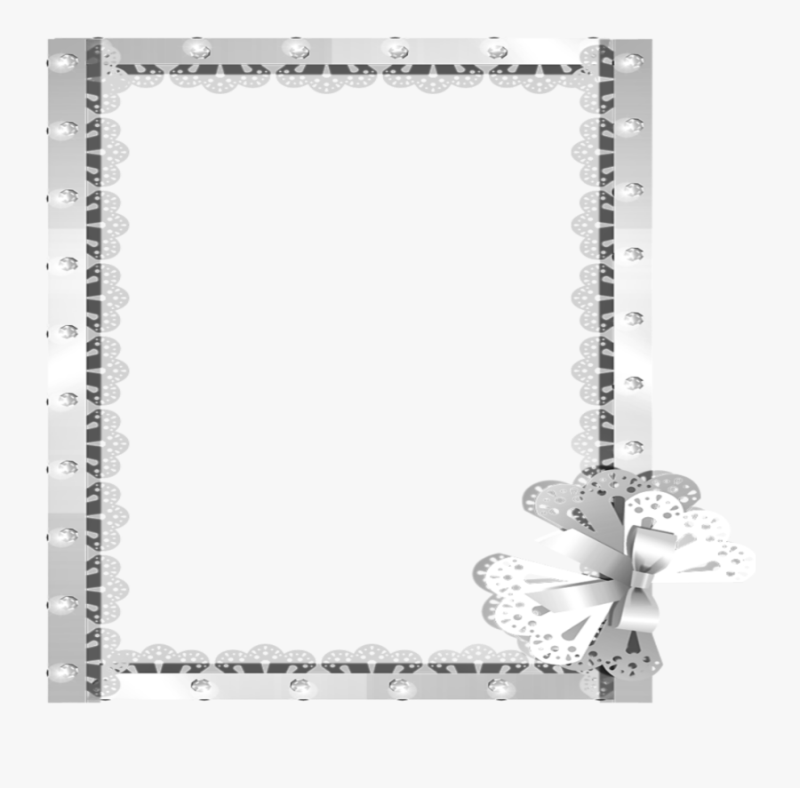 Transparent Ribbon Frame Png - Silver Borders, Transparent Clipart