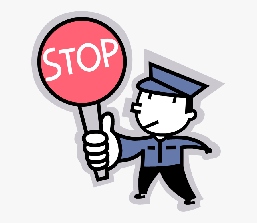 Vector Illustration Of School Crossing Guard Stops - Safety School Crossing Guard Clipart, Transparent Clipart