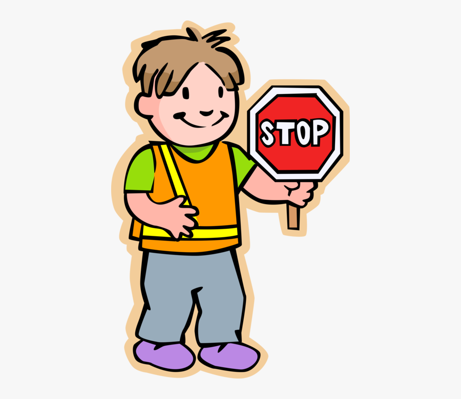 School Crossing Guard With Stop Sign - Safety Patrol Clipart, Transparent Clipart