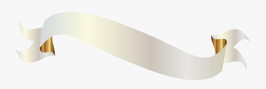 White Banner With Gold Png Clipart Picture - White Ribbon Banner Png, Transparent Clipart
