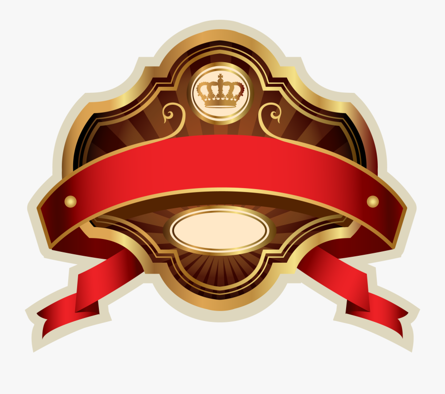 Gold Vector Red Golden - Ribbon Gold Badge Png, Transparent Clipart