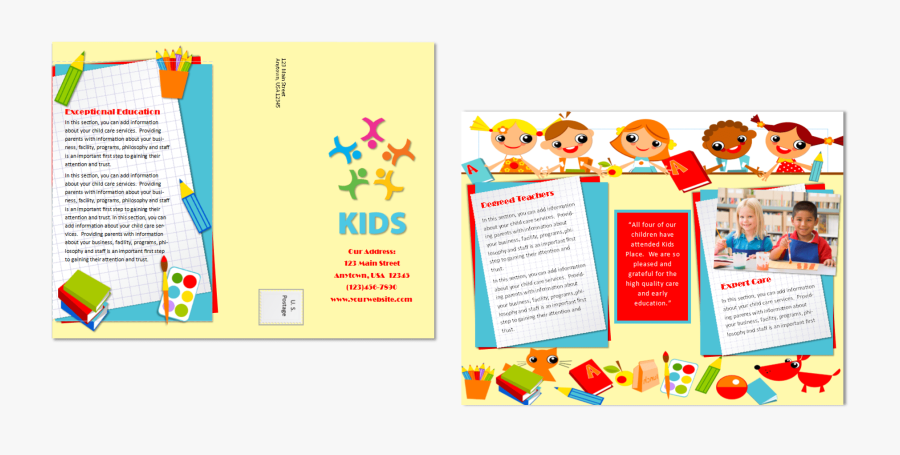 Clip Art Daycare Flyers - Brochure For Children, Transparent Clipart