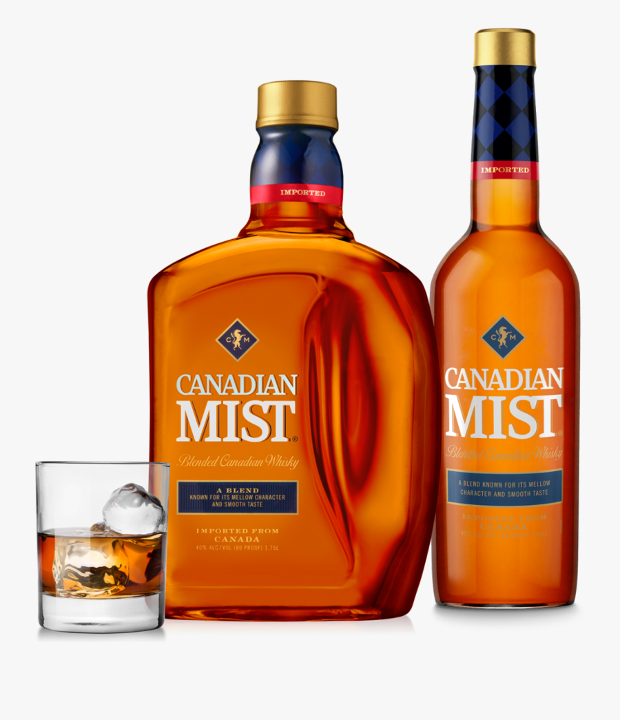 Two Bottles Of Canadian Mist Whiskey Alongside A Serving - Canadian Mist Whiskey 1.75, Transparent Clipart