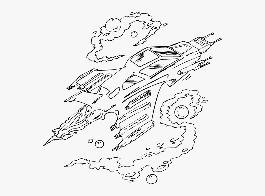 Transparent Spaceship Clipart Black And White - Cool Spaceship Coloring Page, Transparent Clipart