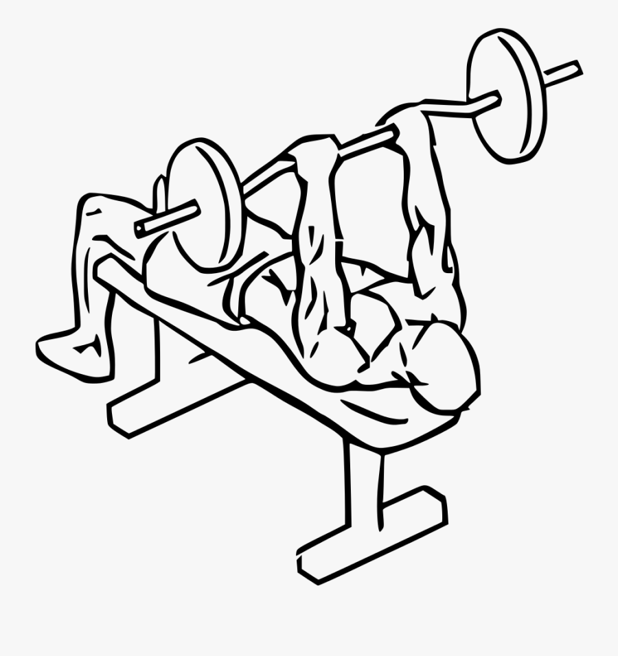 Decline Ez Bar Triceps Extension With Barbell - Close Grip Bench Press Outline, Transparent Clipart