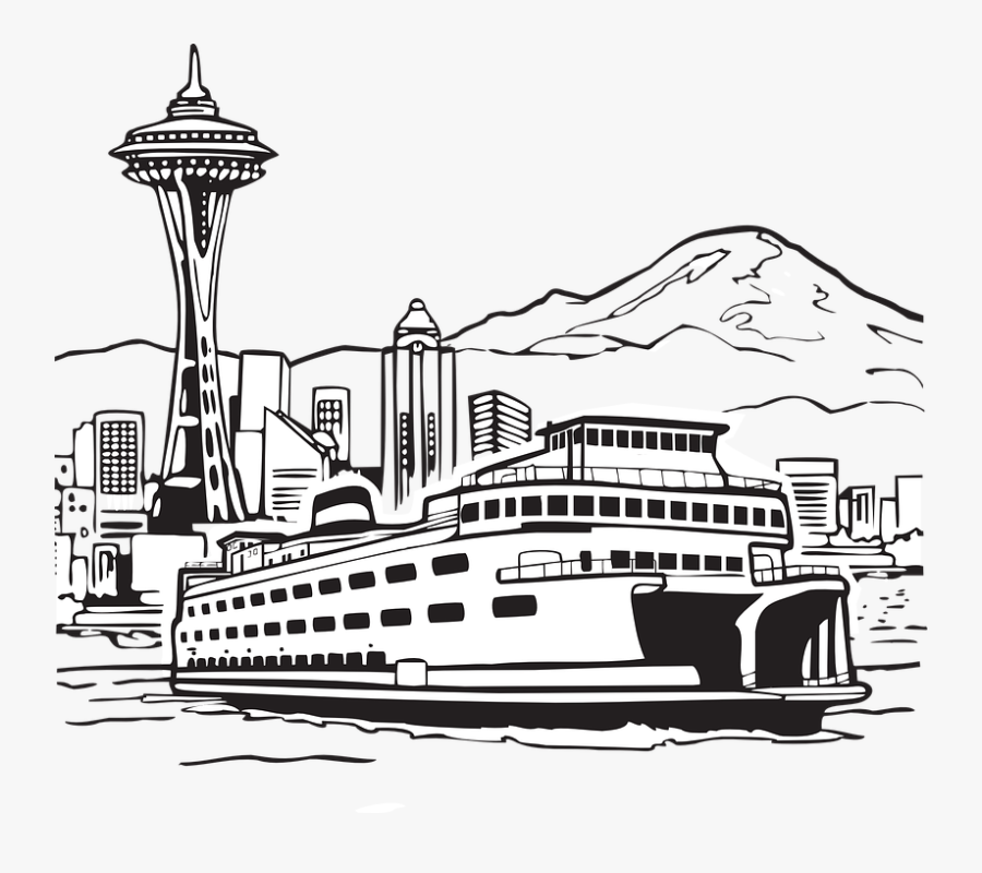 Ferry Black And White, Transparent Clipart