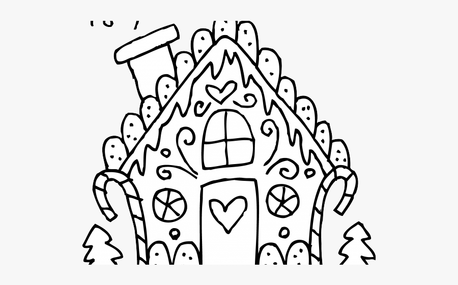 Ginger Clipart Outline - Christmas Coloring Pages Printable Gingerbread House, Transparent Clipart