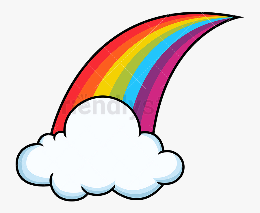 Cloud Rainbow With Single Vector Cartoon Clipart Transparent - Rainbows Cartoon, Transparent Clipart