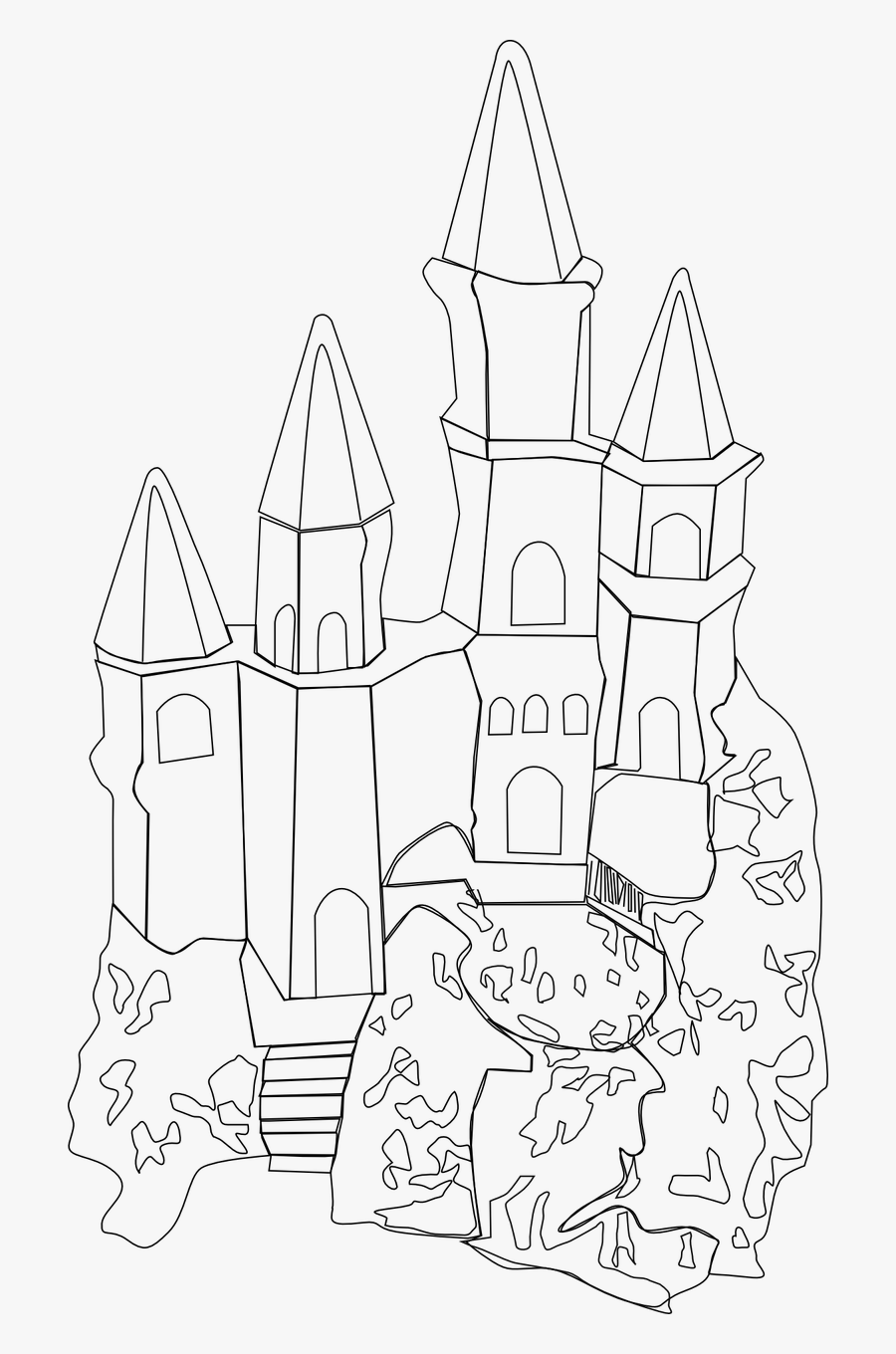 Big Castle Outline, Transparent Clipart