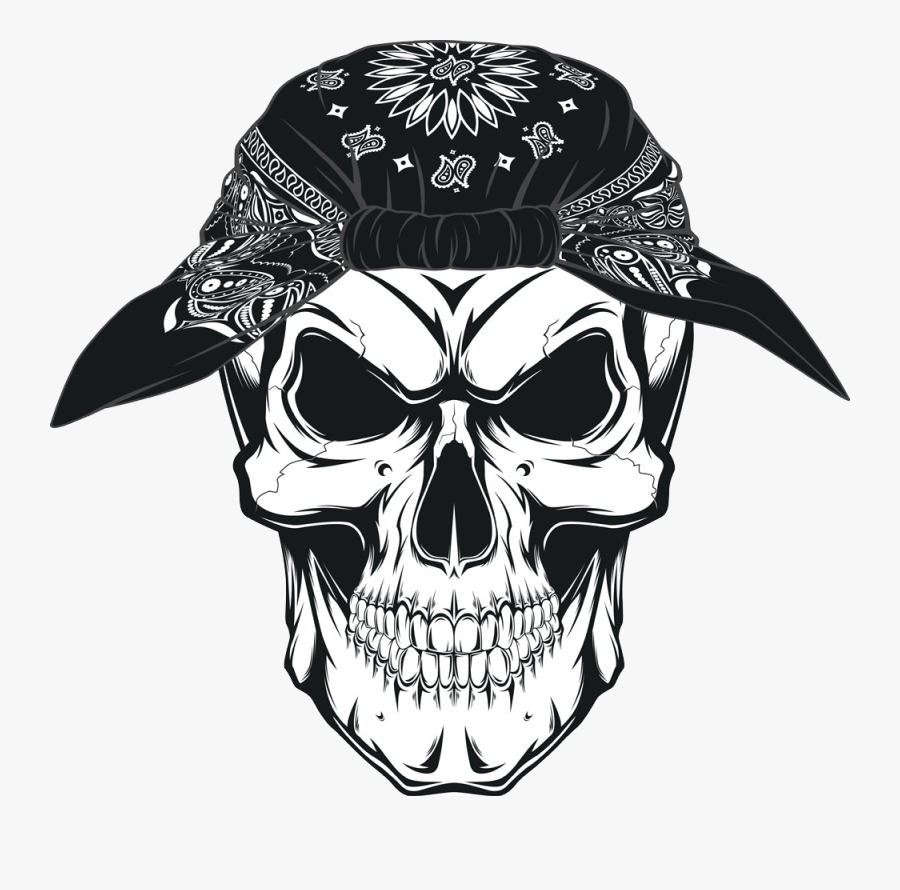 Symbolism Kerchief Skull Human Drawing Png Image High - Skull With Bandana Png, Transparent Clipart