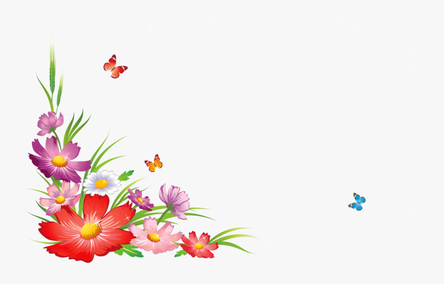 Border Design Flower With Butterfly, Transparent Clipart