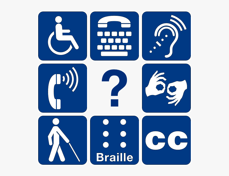 Disability Symbols With A Question Mark In The Center - Americans With Disabilities Act, Transparent Clipart