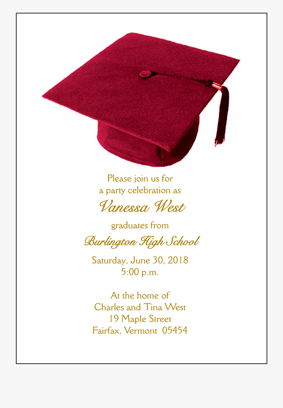 Clip Art Graduation Card Invitations - Contoh Surat Graduation Ceremony, Transparent Clipart