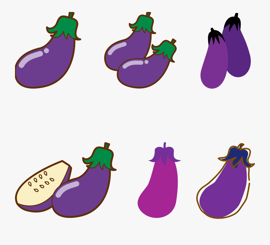 Eggplant Clipart Violet Thing - Set Of Eggplant Clipart, Transparent Clipart