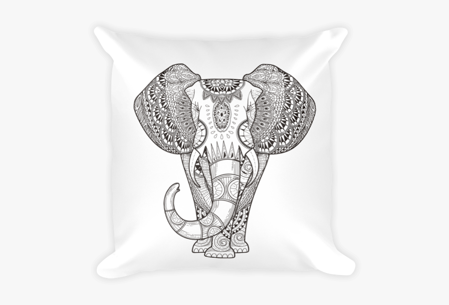 Henna Elephant Square Pillow - Am Strong Coloring Page, Transparent Clipart