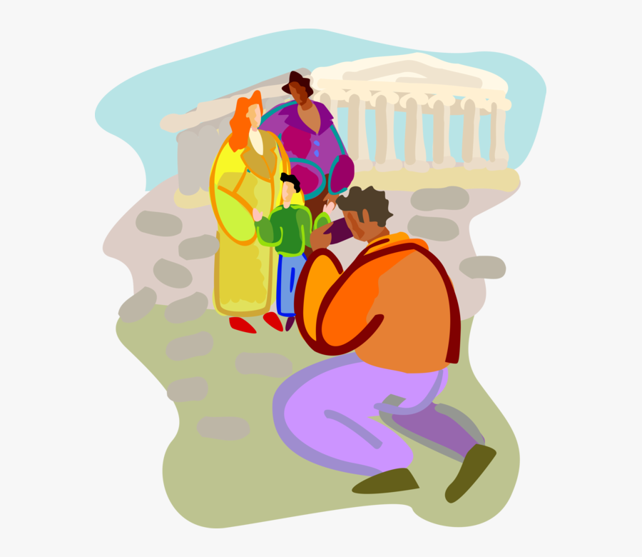 Graphic Freeuse Tourists Visit Acropolis Parthenon - Illustration, Transparent Clipart