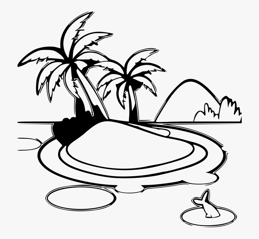 Line Art,plant,flower - Island Clip Art Black And White, Transparent Clipart