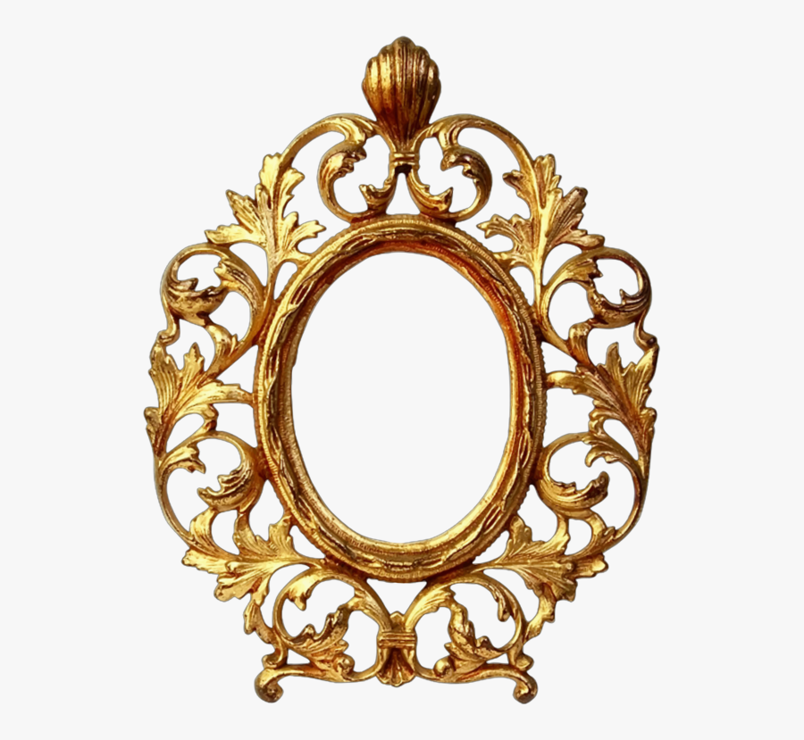 Picture Frame,oval,brass - Gold Frame Design Png, Transparent Clipart