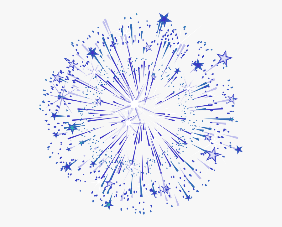 Blue Graphic Star Simple Fireworks Effect Elements - Fireworks And Stars Transparent Background, Transparent Clipart