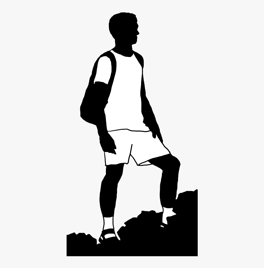 Mountains Clipart Silhouette - Boy Silhouette Black And White, Transparent Clipart