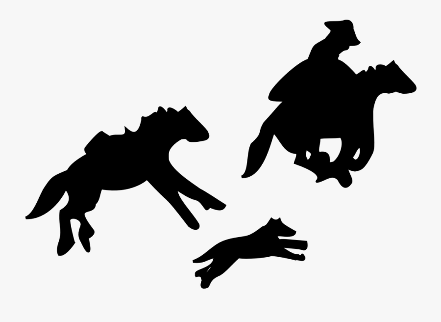 Horses, Running, Cowboy, Dog, Silhouette - Portable Network Graphics, Transparent Clipart