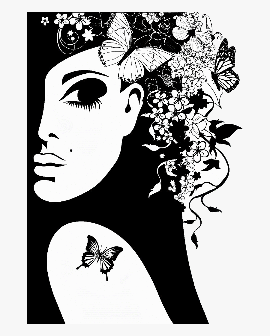 Download Girl Silhouette, Silhouette Vector, Butterfly Art, - Woman ...