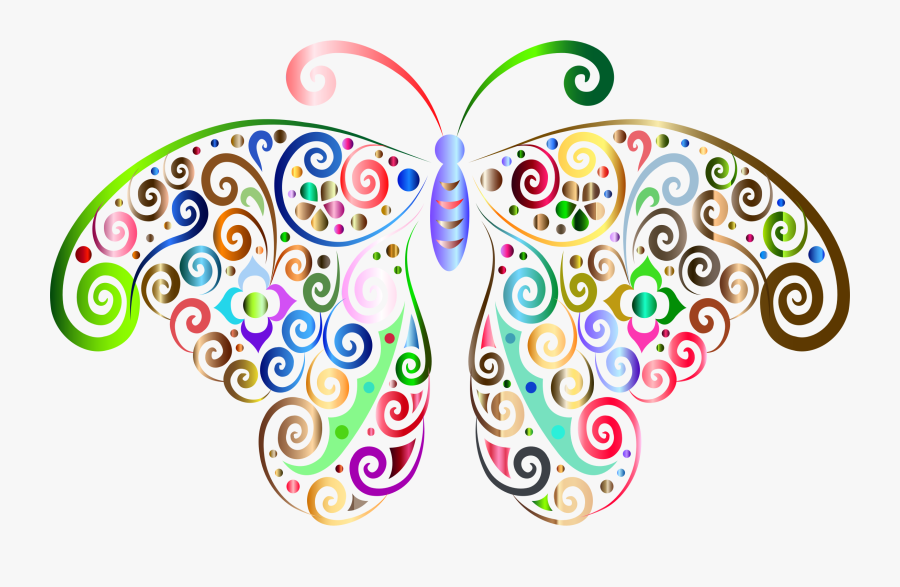 Prismatic Floral Flourish Butterfly Silhouette 3 No - Transparent Butterfly Backgrounds Png, Transparent Clipart