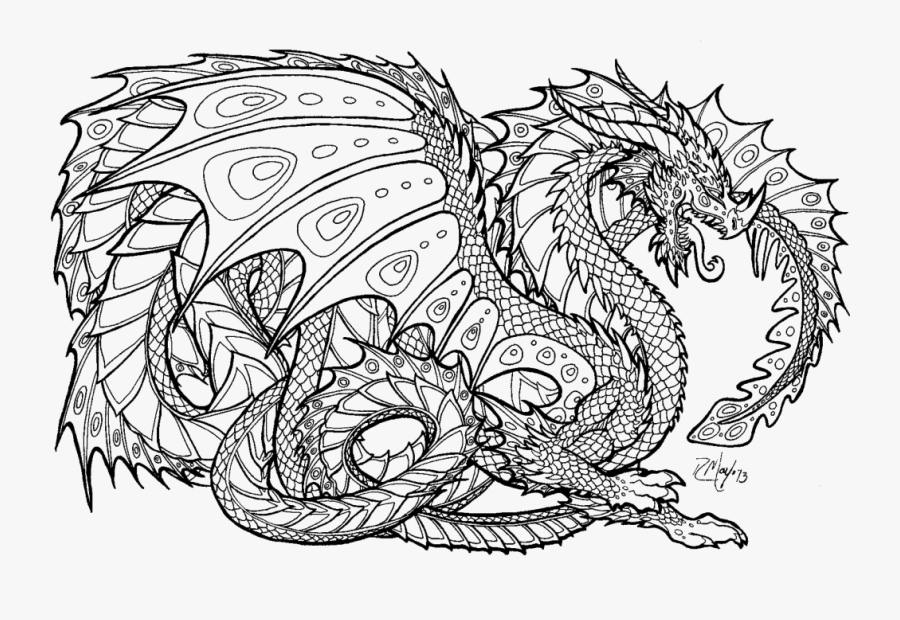 Free Dragon Coloring Pages - Chinese Dragon Colouring Pages, Transparent Clipart