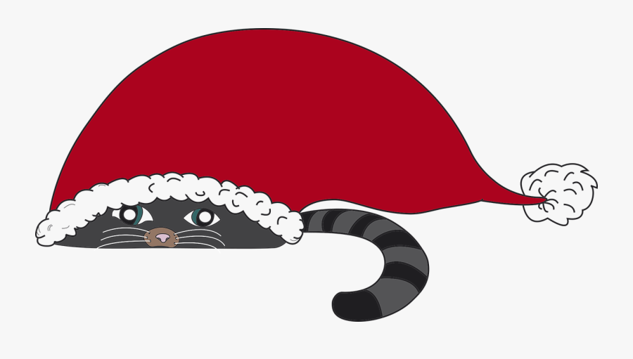Christmas, Elf Hat, Cat, Christmas Cat, Santa Claus - Cartoon Cat Christmas, Transparent Clipart