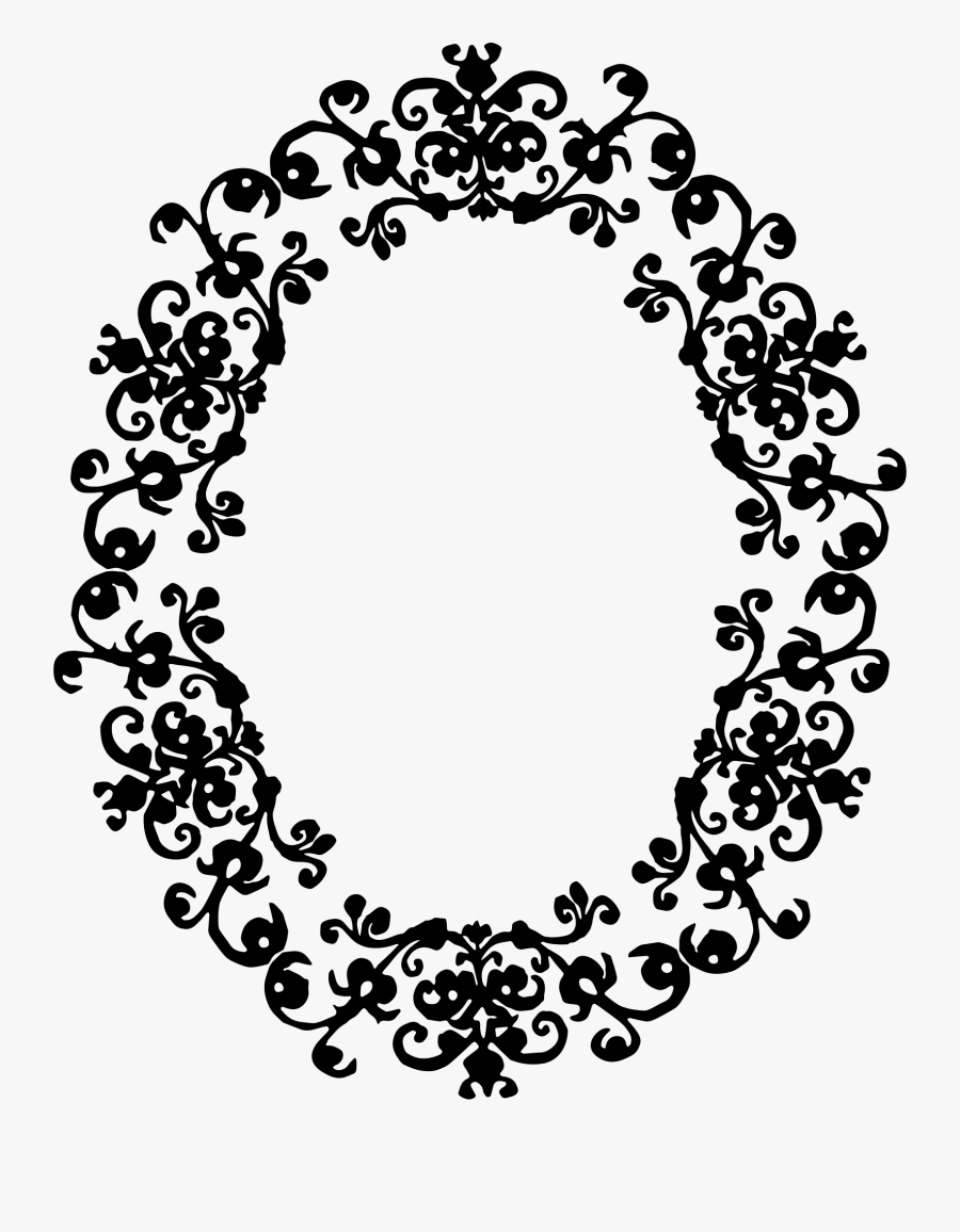 Ornament - Round Floral Black And White Border, Transparent Clipart