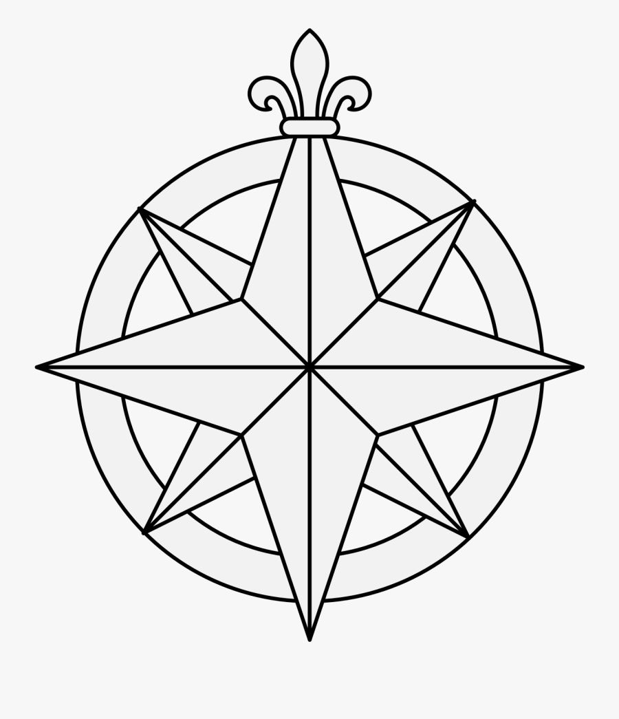 Collection Of Free Compass Drawing Rose Download On - Compass Rose Line Art, Transparent Clipart