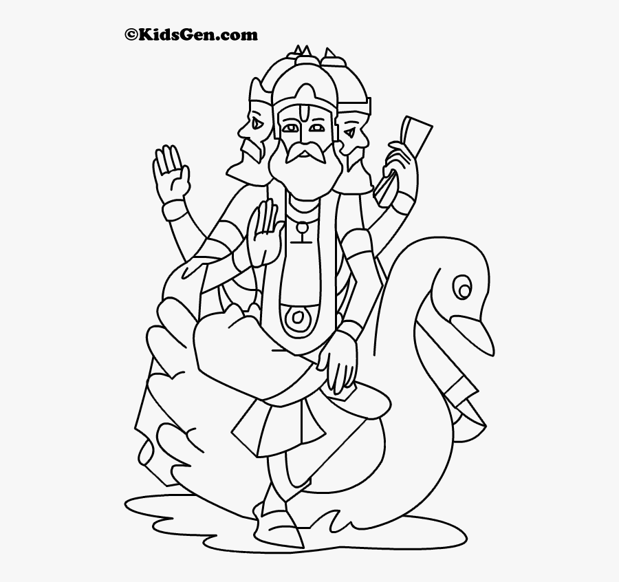 Clip Black And White Card Drawing Diwali - Lord Brahma Easy Drawings, Transparent Clipart