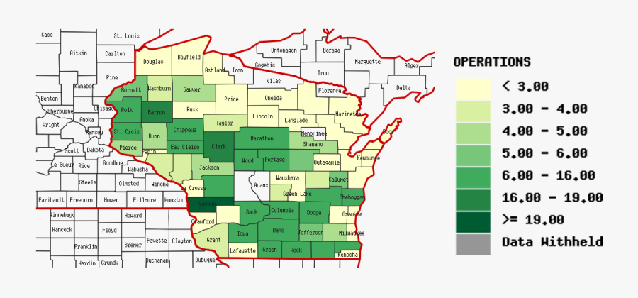 Heatmap Of Turkey Operations In Wisconsin - Map, Transparent Clipart