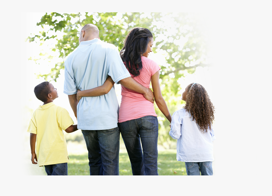 Family Of Four Taking A Walk In The Park - African American Families Walking Png, Transparent Clipart