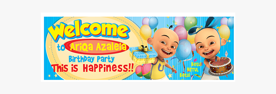 Upin Ipin Birthday Banner, Transparent Clipart