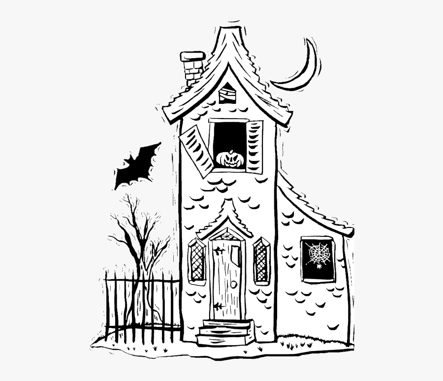 Drawing Creepy House - Halloween Haunted House Drawings, Transparent Clipart