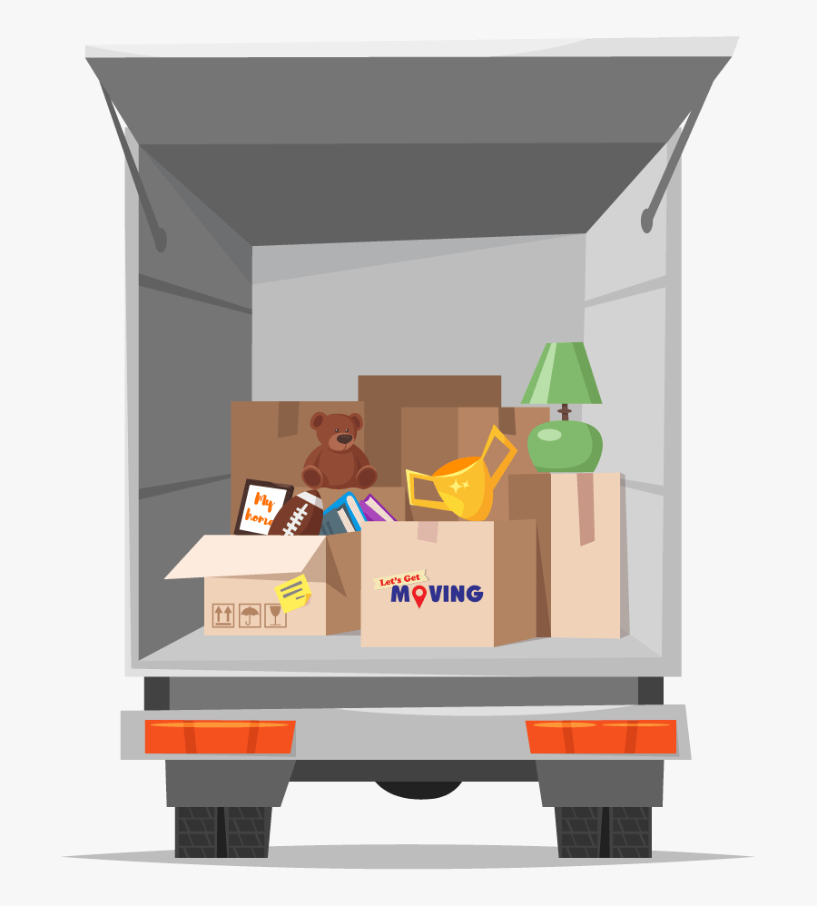 Lets Get Moving Residential Moving Services - Moving Truck And Home Cartoon, Transparent Clipart