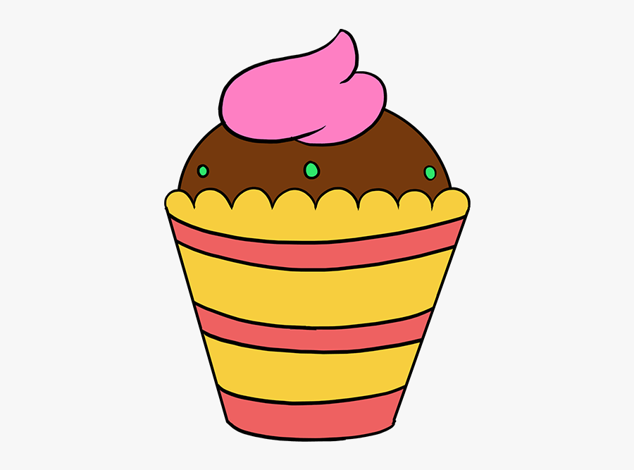 How To Draw Cupcake - Easy Drawing Of Ice Cream With Colour, Transparent Clipart