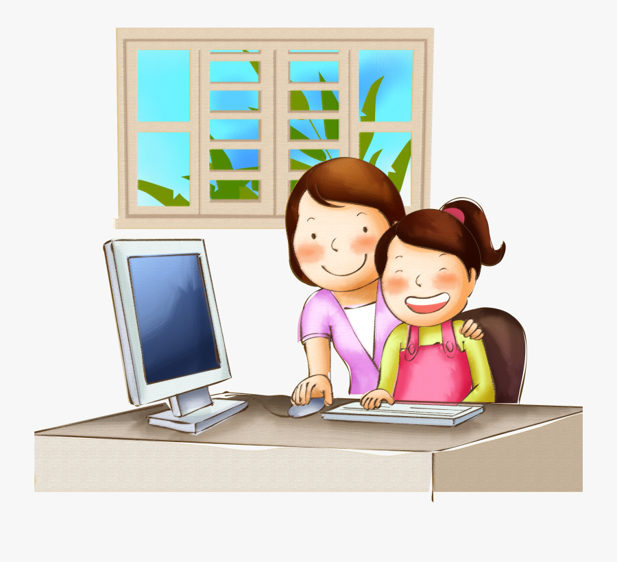 Computer Child File Mom - Children Computer Clipart, Transparent Clipart