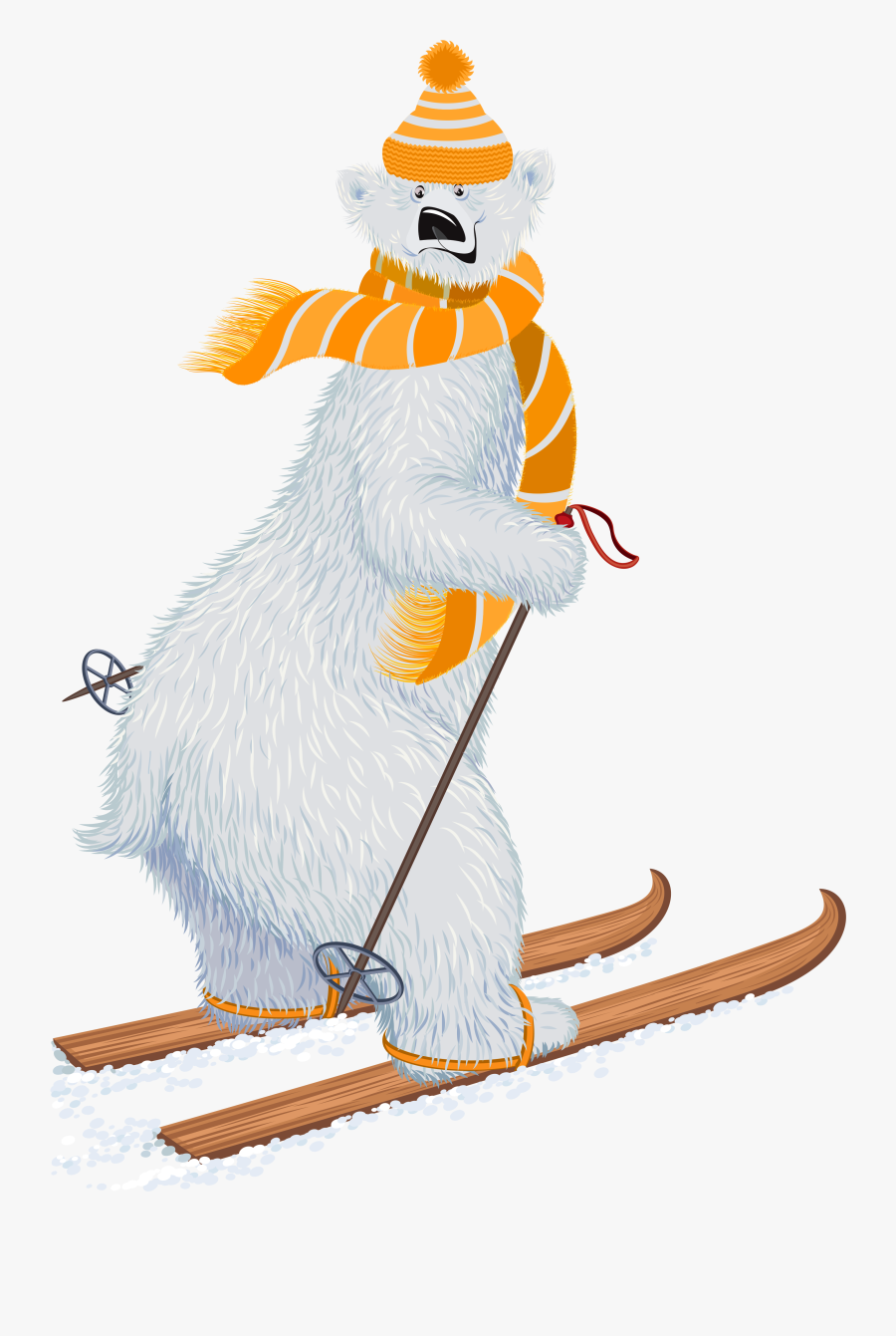 Skiing Clipart Bear - Polar Bear On Skis, Transparent Clipart