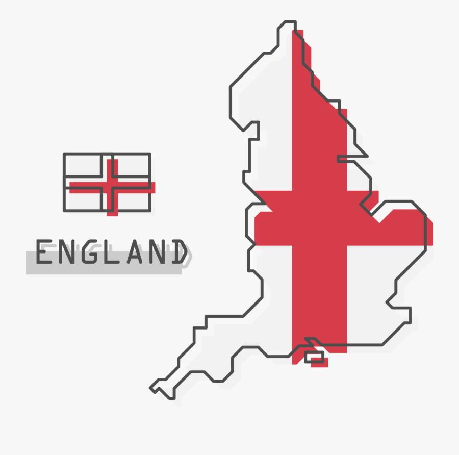 England Flag - England Map Cartoon, Transparent Clipart