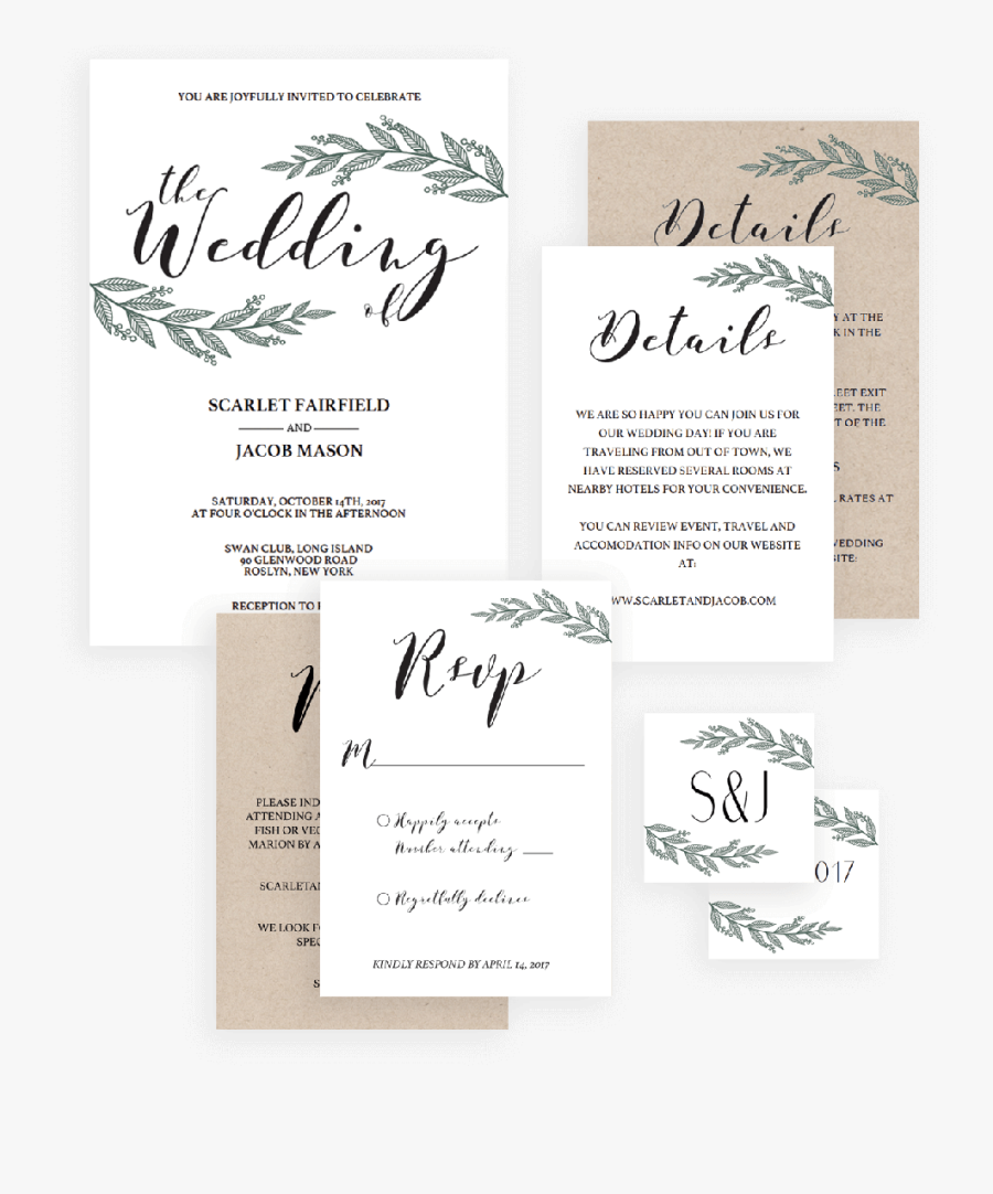 Clip Art Rustic Wedding Invitations Templates - Calligraphy, Transparent Clipart